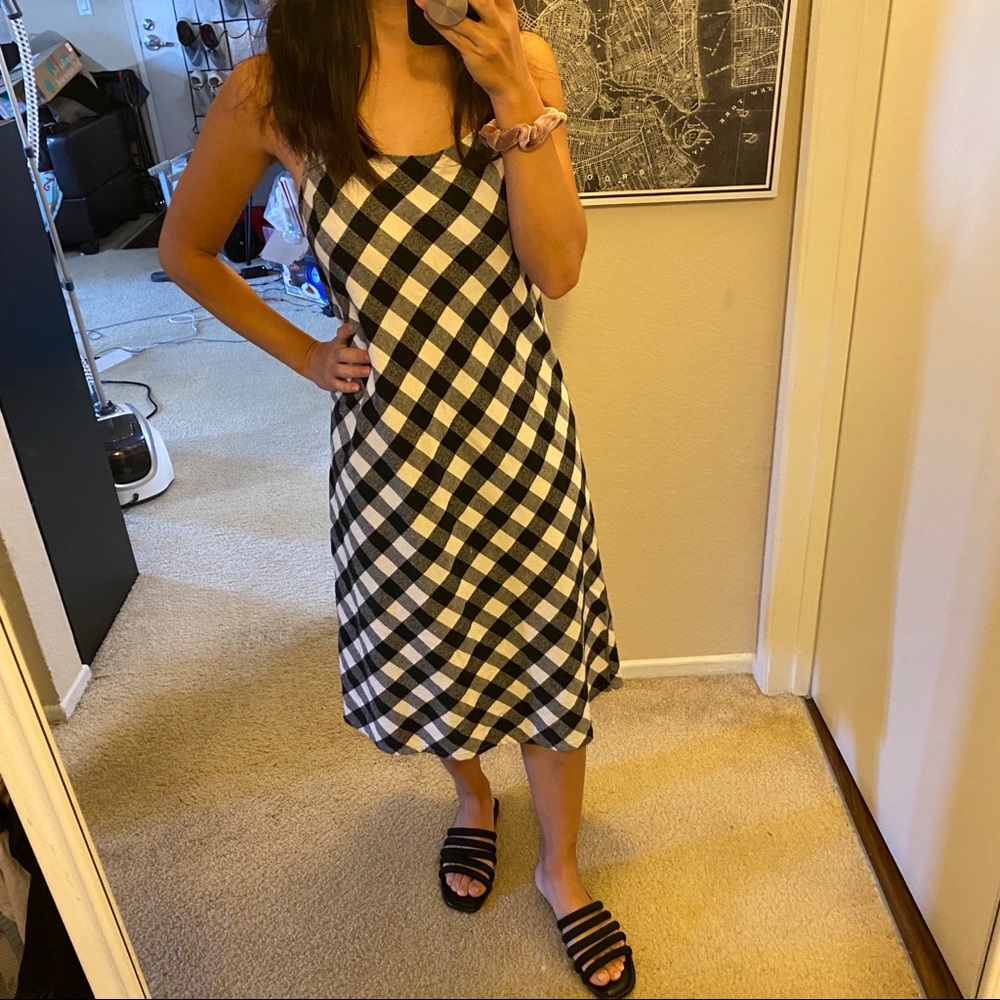 SKIN Gingham Black White Midi Dress Size 0 - Picture 2 of 7
